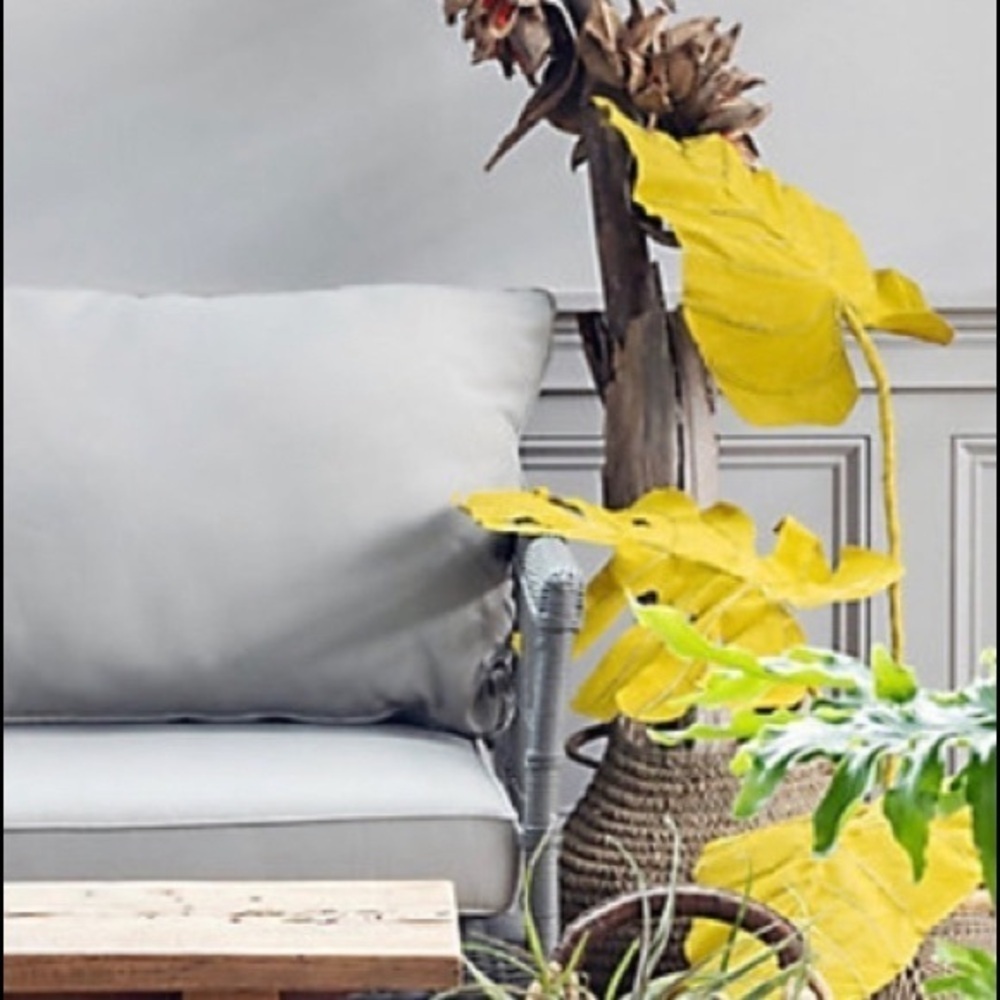 Anthropologie Canvas Yellow Anthurium Leaf